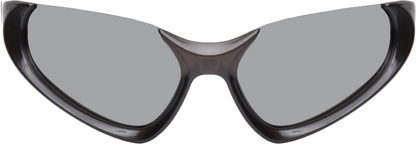 Balenciaga Silver Exaggerated Sport Goggle Sunglasses