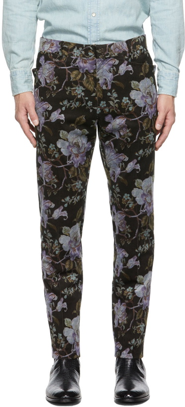 Photo: TOM FORD Black Corduroy Floral Trousers
