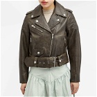 Stand Studio Women's Icon Leather Jacket in Worn Olive