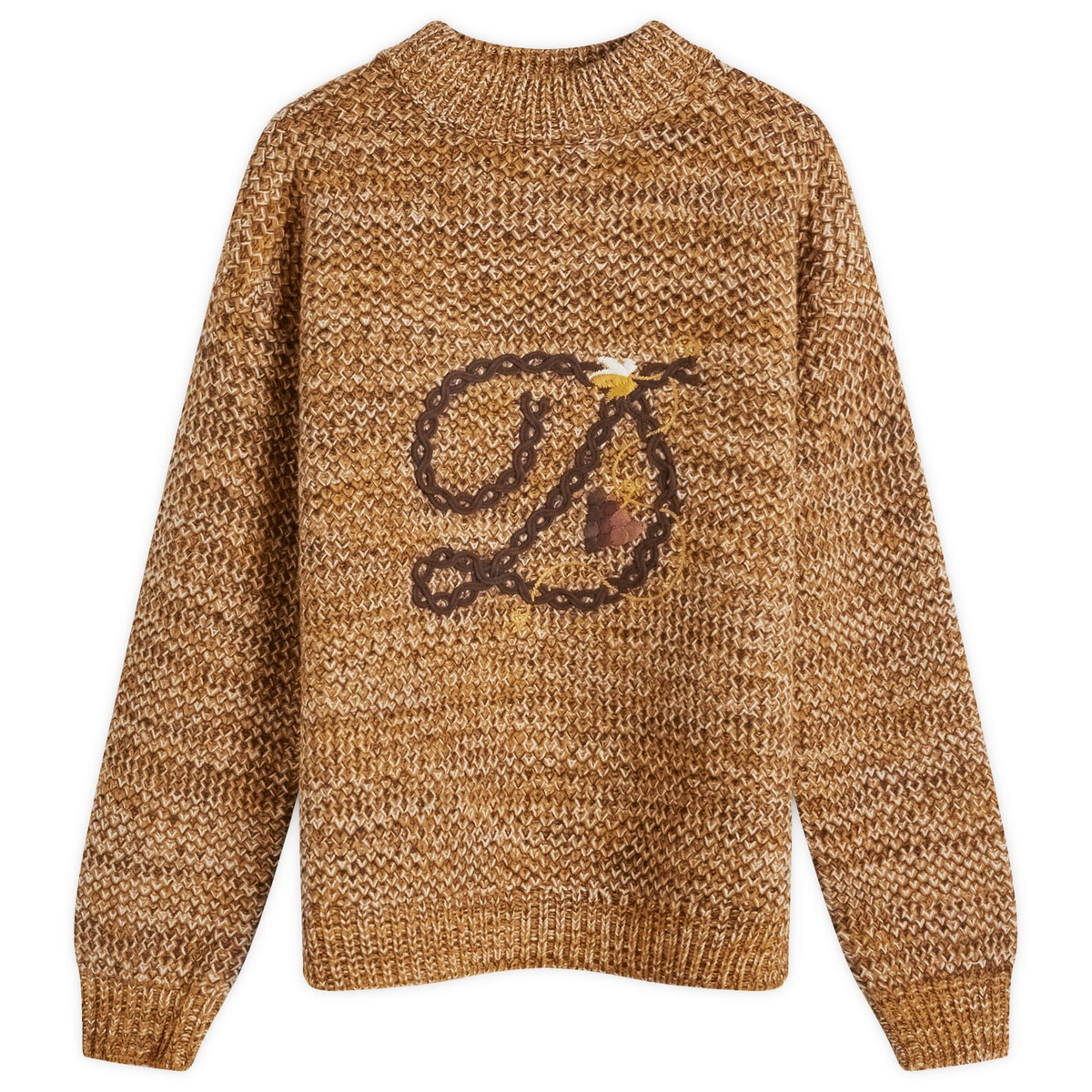 Drôle de Monsieur Men's Braided D Chunky Jumper in Brown