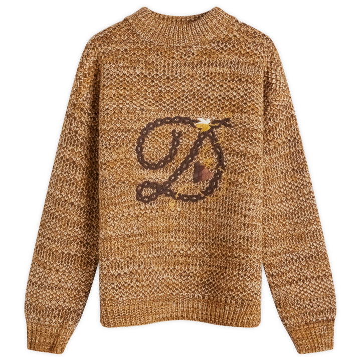 Photo: Drôle de Monsieur Men's Braided D Chunky Jumper in Brown