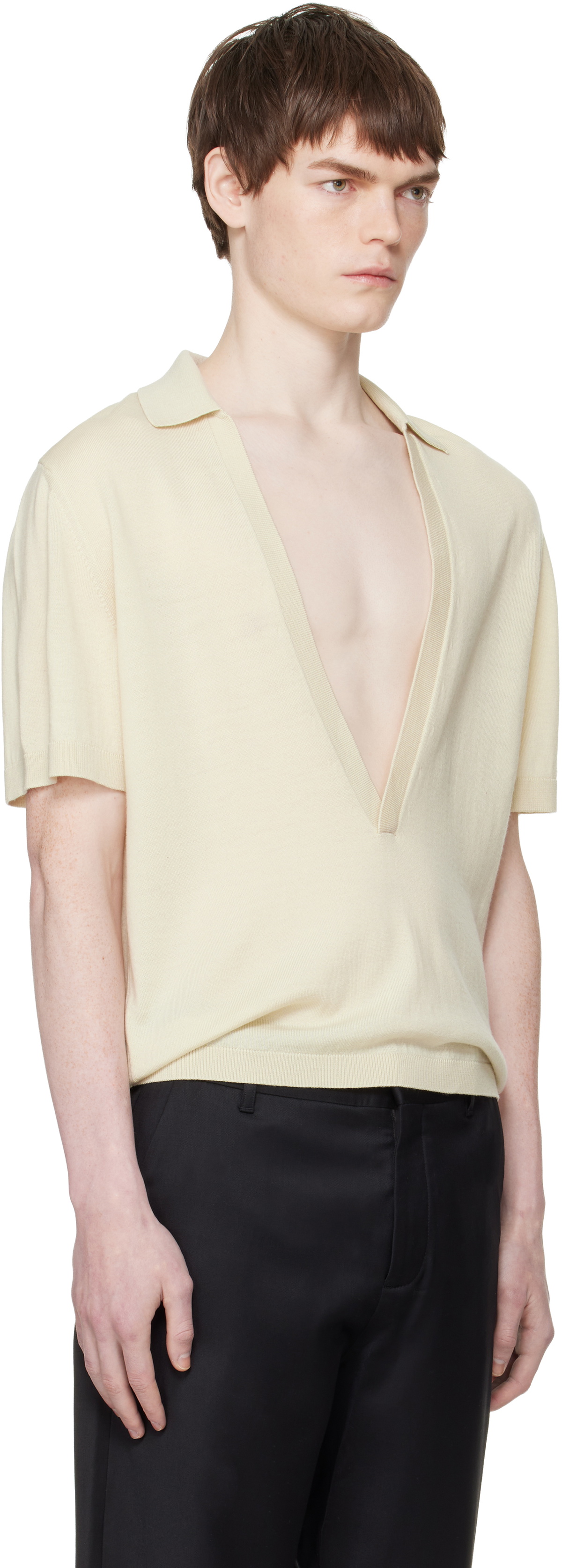 LGN Louis Gabriel Nouchi Off-White Short-Sleeved Polo