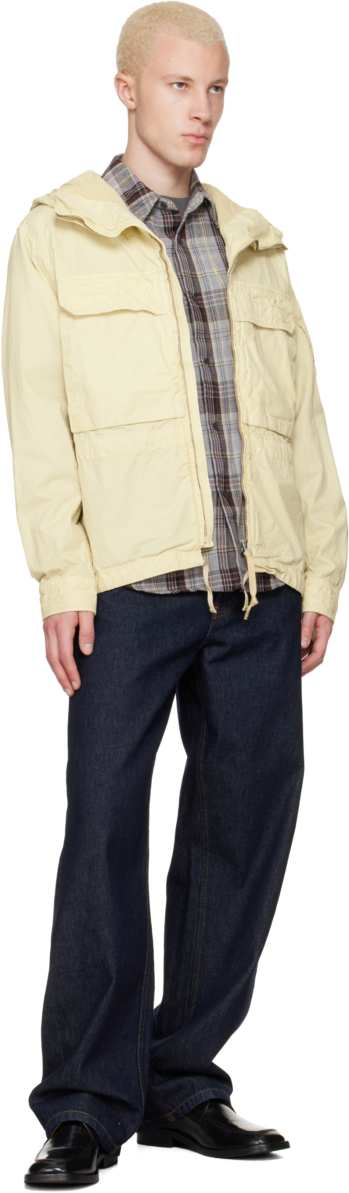 C.P. Company Beige Micro-Reps Hooded Lens Overshirt