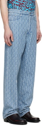 Dries Van Noten Blue Printed-Graphic Jeans