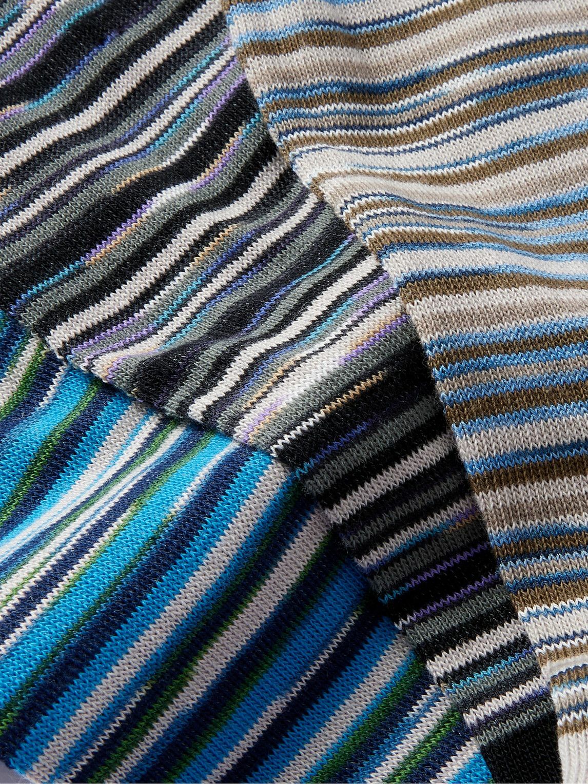 Missoni - Three-Pack Space-Dyed Crochet-Knit Cotton-Blend Socks - Blue