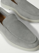 Frescobol Carioca - Miguel Leather-Trimmed Suede Loafers - Gray