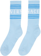 Versace Blue & White 90s Vintage Logo Socks