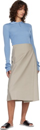 Rier Beige Cotton Bonded Midi Skirt