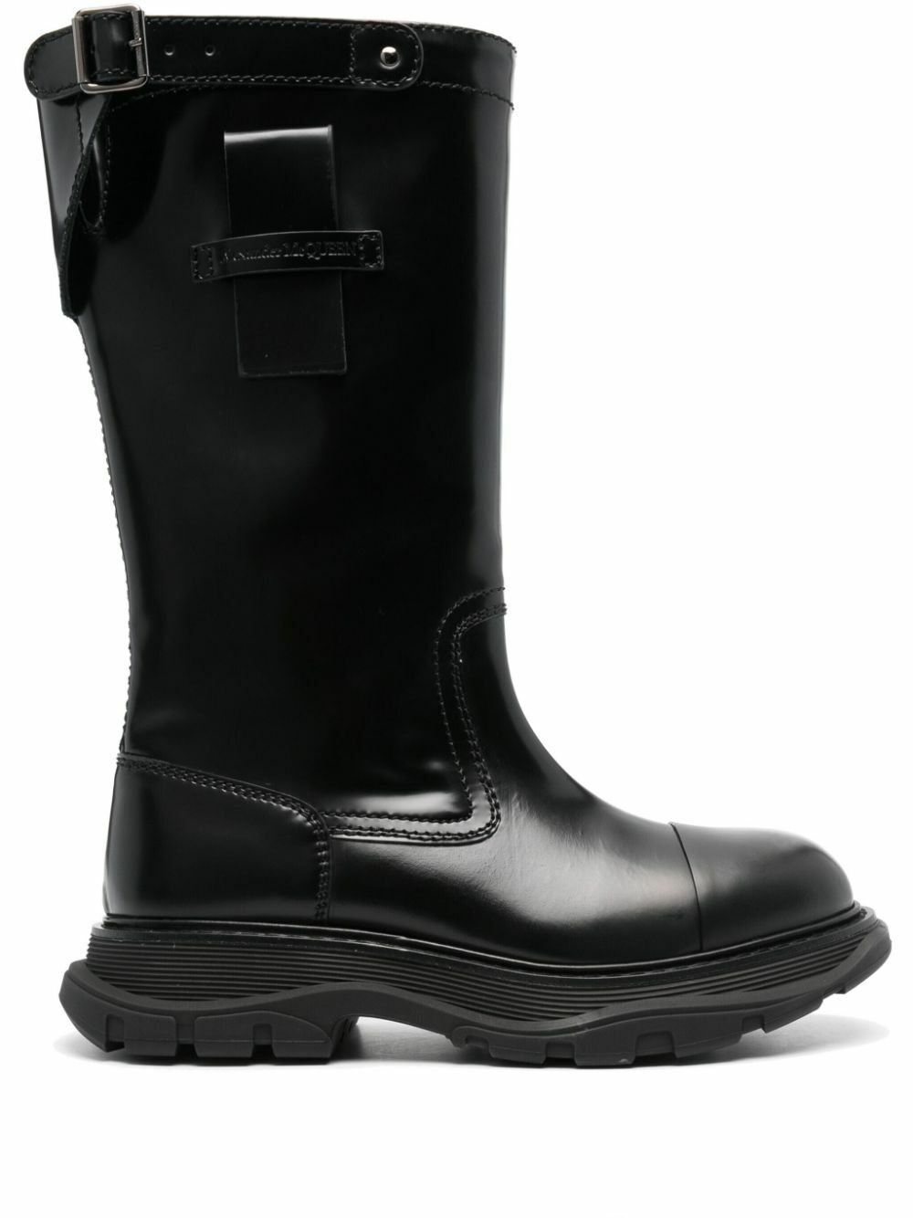 Alexander McQueen Black Tread Leather Boots Women main image 3