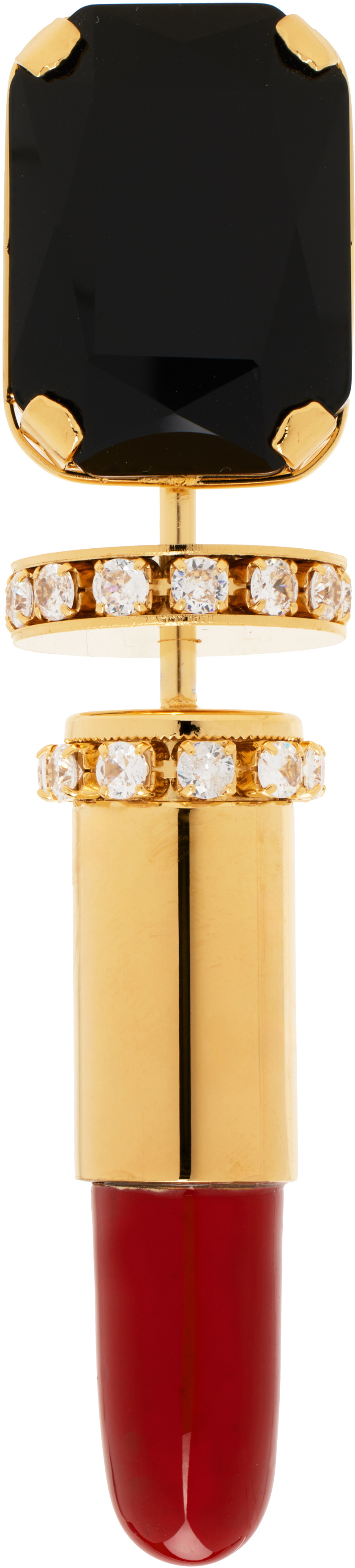 Balmain Gold Brass Lipstick Brooch
