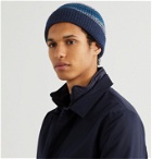 The Workers Club - Striped Wool Beanie - Blue