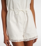 Faithfull Reine lace-trimmed cotton romper