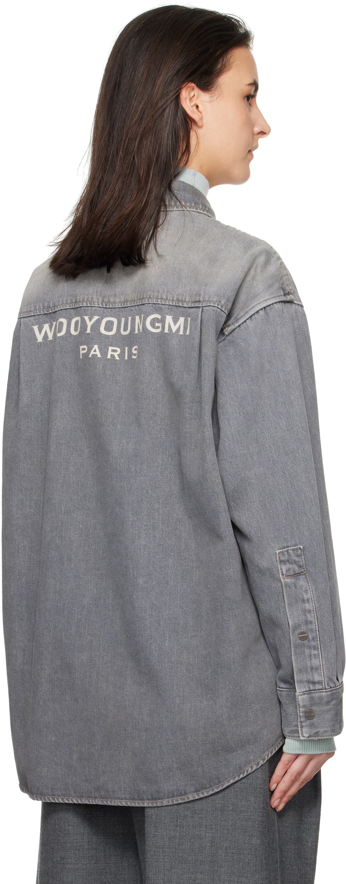 WOOYOUNGMI Gray Back Logo Denim Shirt