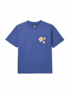 Monitaly - Crochet-Trimmed Cotton-Jersey T-Shirt - Blue