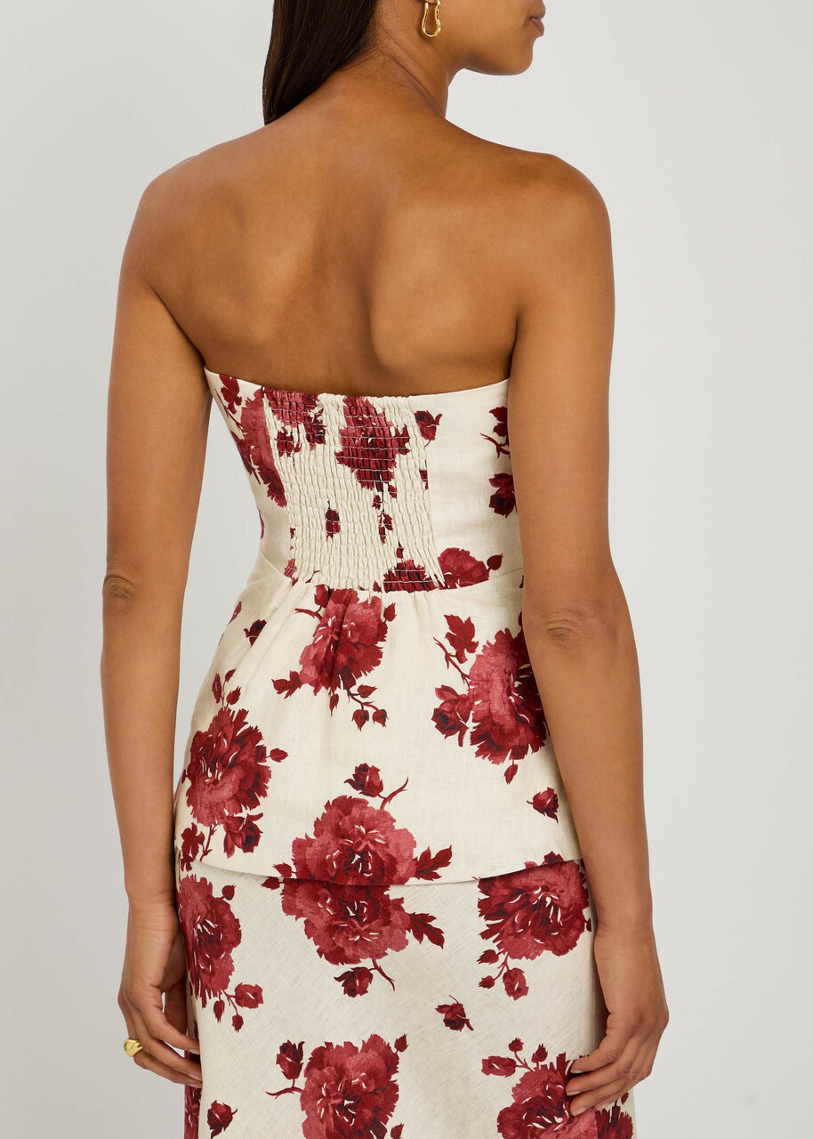 strapless open back dress Red Palermo Sleeveless Midi Dress  FARM Rio