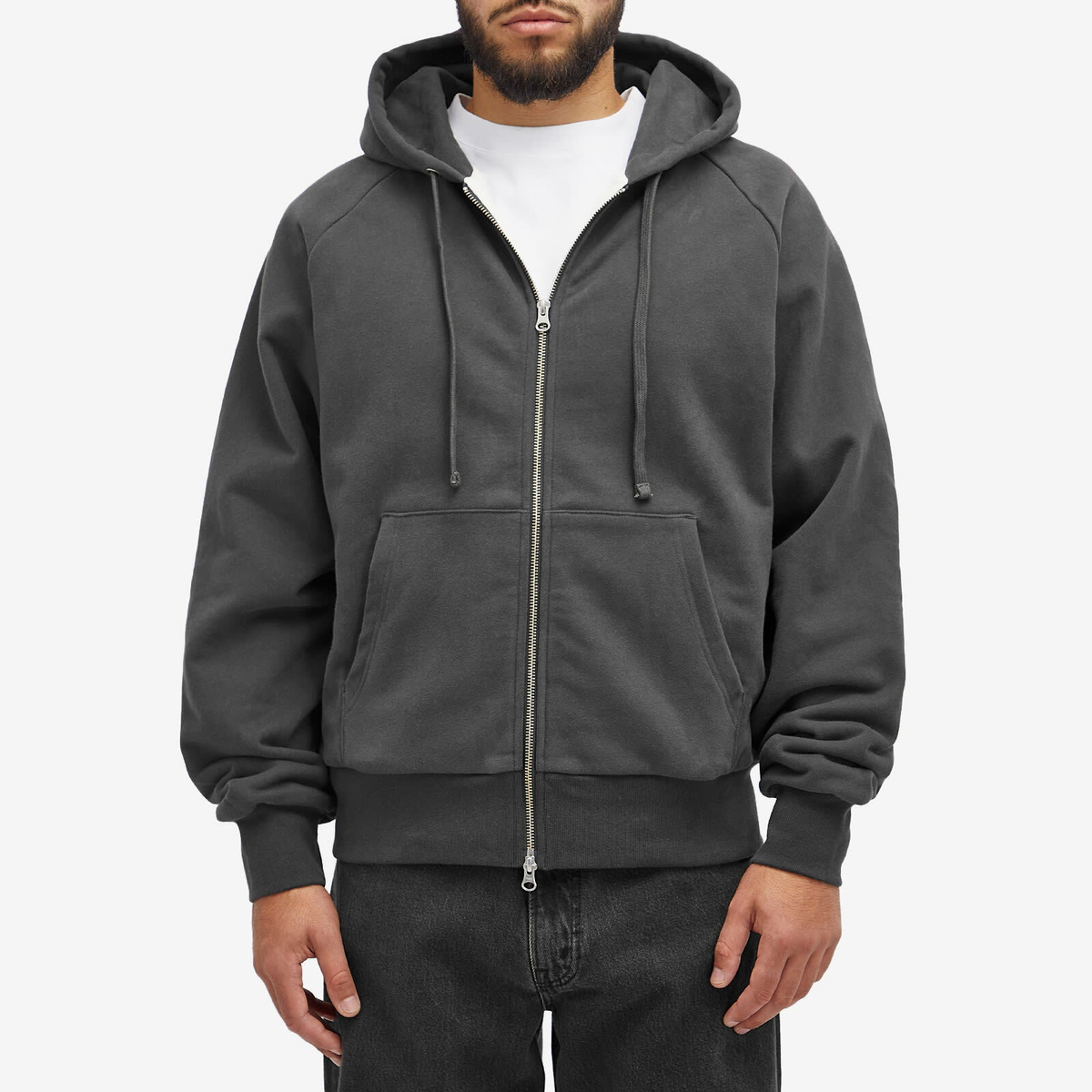 Adsum Men's Waffle Full Zip Hoodie in Grey Adsum
