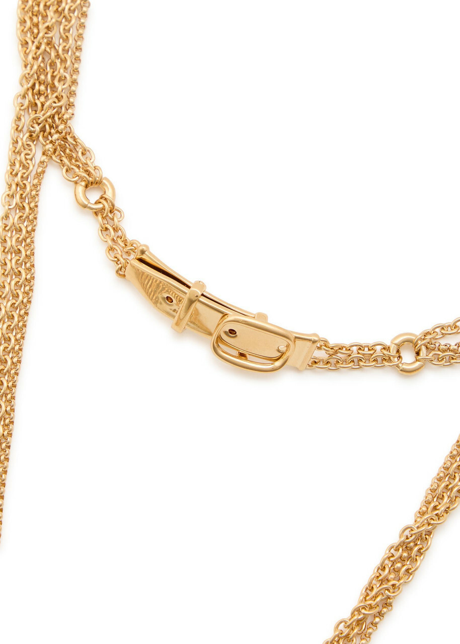 Chloe Mini Belt Logo-embellished Drop Necklace - Gold - One Size
