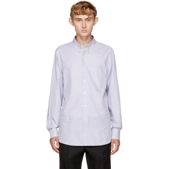 Photo: Childs Navy and White Striped Button-Down Shirt 