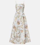 Camilla Printed linen and silk bustier dress