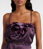 Gucci Lace-trimmed silk satin midi dress