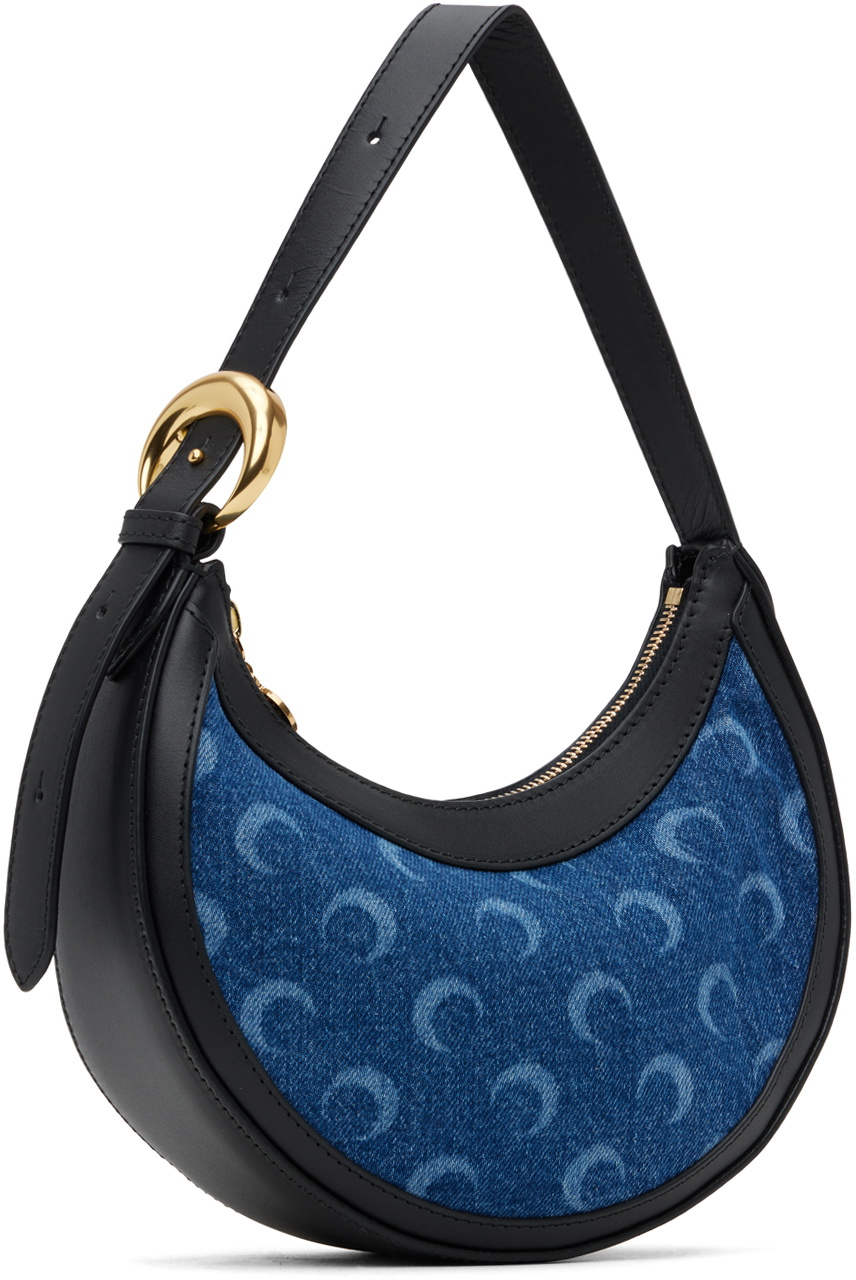 marine serre ミニバッグ Marine Serre Black & Blue Deadstock Denim Mini Eclips Bag