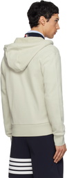 Thom Browne Beige Loopback Jersey 4-Bar Zip Up Hoodie