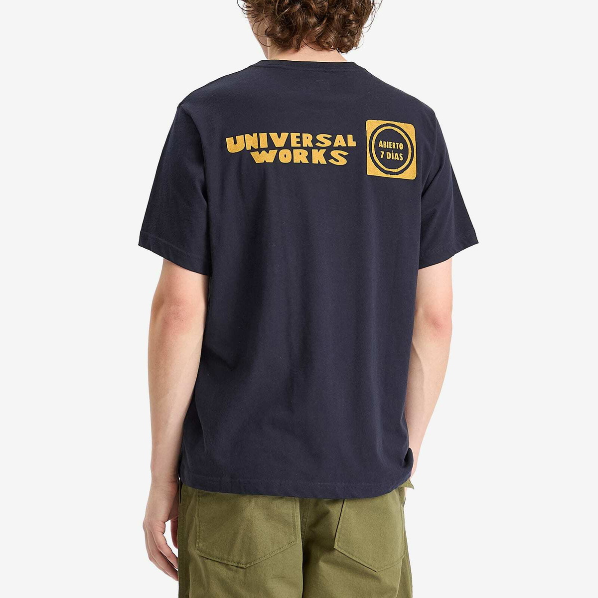 Universal Works Men's Print Pocket T-Shirt in Navy/Yellow