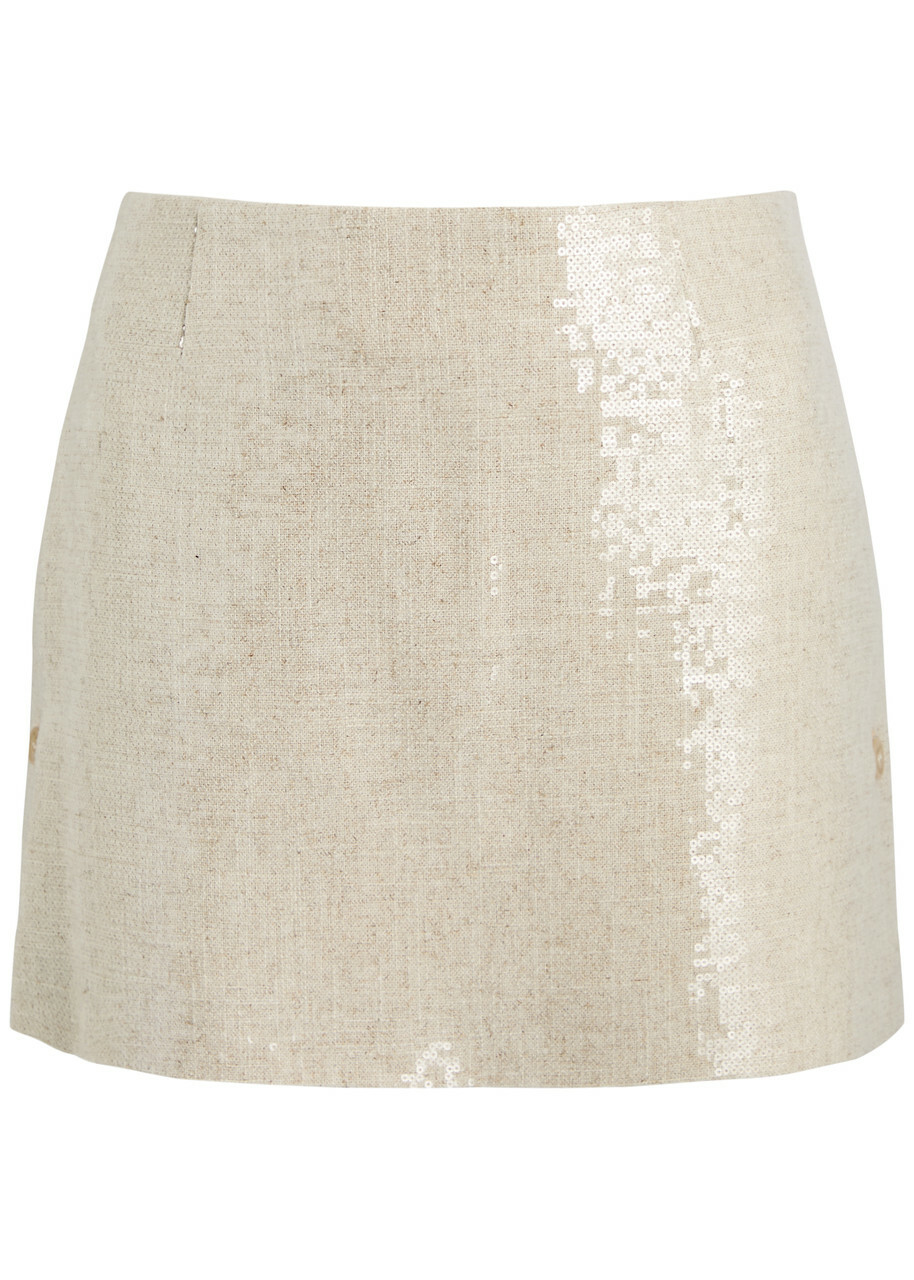 16 Arlington Quattro Sequin-embellished Woven Mini Skirt Cream
