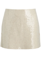 16 Arlington Quattro Sequin-embellished Woven Mini Skirt Cream