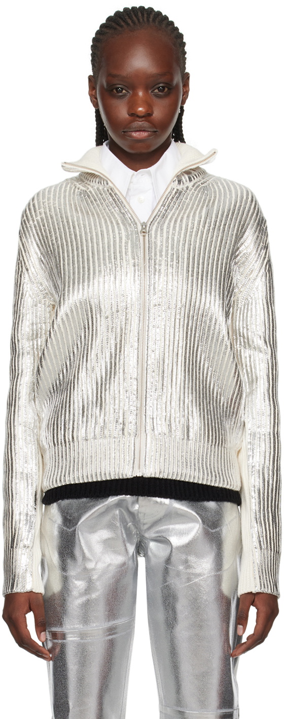 【クーポン対象外】 MM6 MM6 Sweater Foil Silver & Off-White Margiela Maison ジャケット・アウター