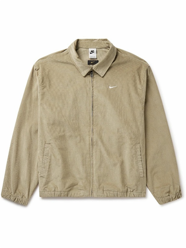 Photo: Nike - Life Logo-Embroidered Cotton-Blend Corduroy Harrington Jacket - Neutrals