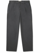 Folk - Tapered Pleated Cotton-Blend Twill Trousers - Gray