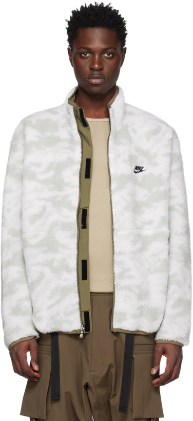 Photo: Nike Gray & White Club+ Embroidered Reversible Jacket