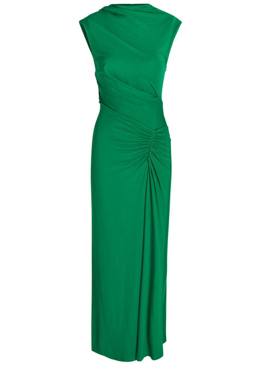 Simkhai Acacia Draped Jersey Maxi Dress Green