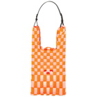 LASTFRAME Women's Sheer Ichimatsu Market Bag Medium in Neon Orange/Clear