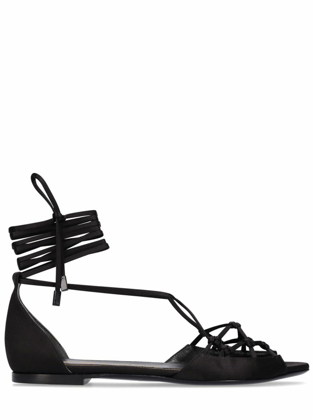 Photo: TOM FORD 10mm Viscose & Satin Lace-up Sandals