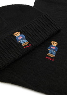 Polo Ralph Lauren Bear Knitted Beanie and Scarf set - Black - One Size