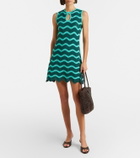 La DoubleJ Wavy crochet keyhole cotton minidress