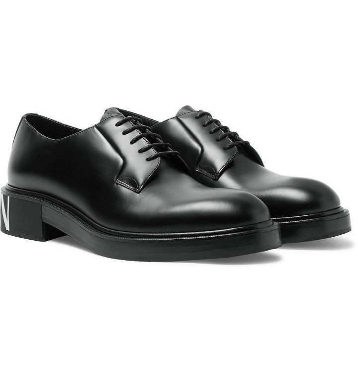Photo: Valentino - Valentino Garavani Logo-Print Leather Derby Shoes - Men - Black