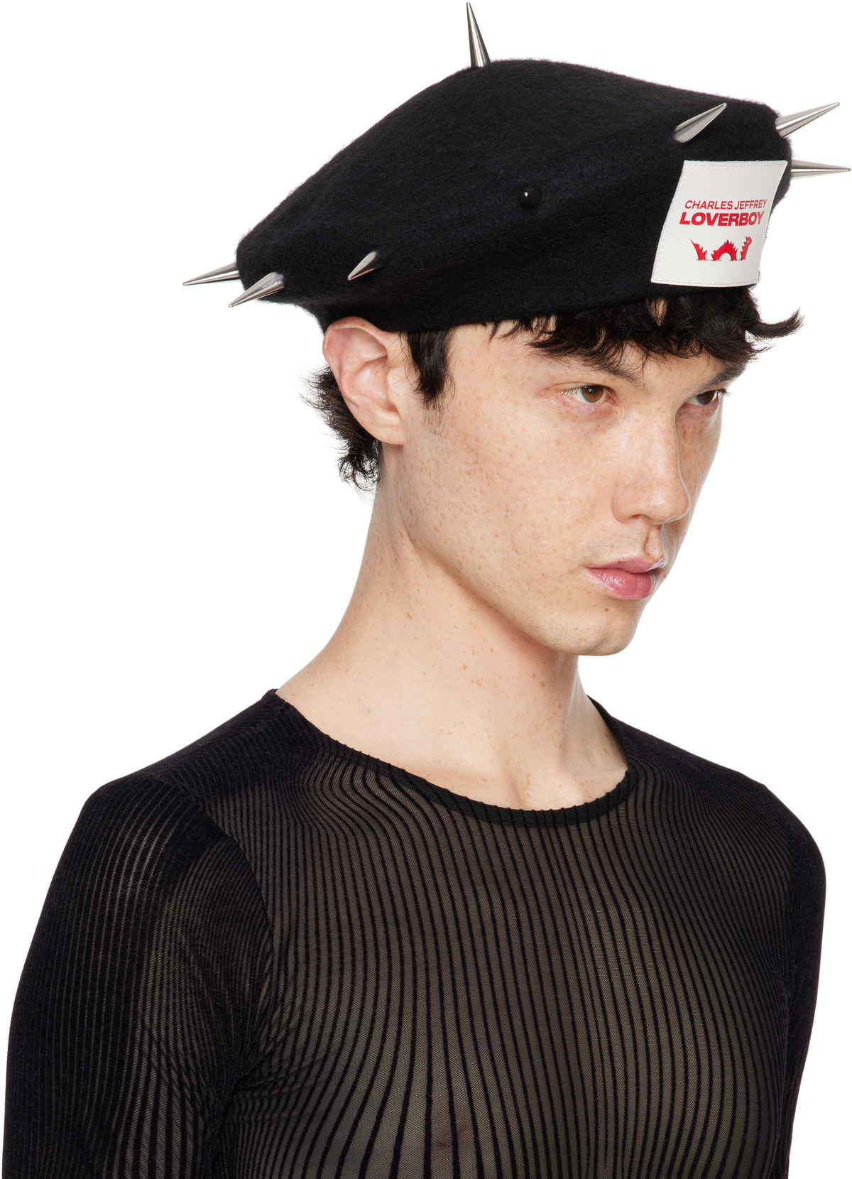 Charles Jeffrey LOVERBOY Black Spikey Beret Charles Jeffrey Loverboy