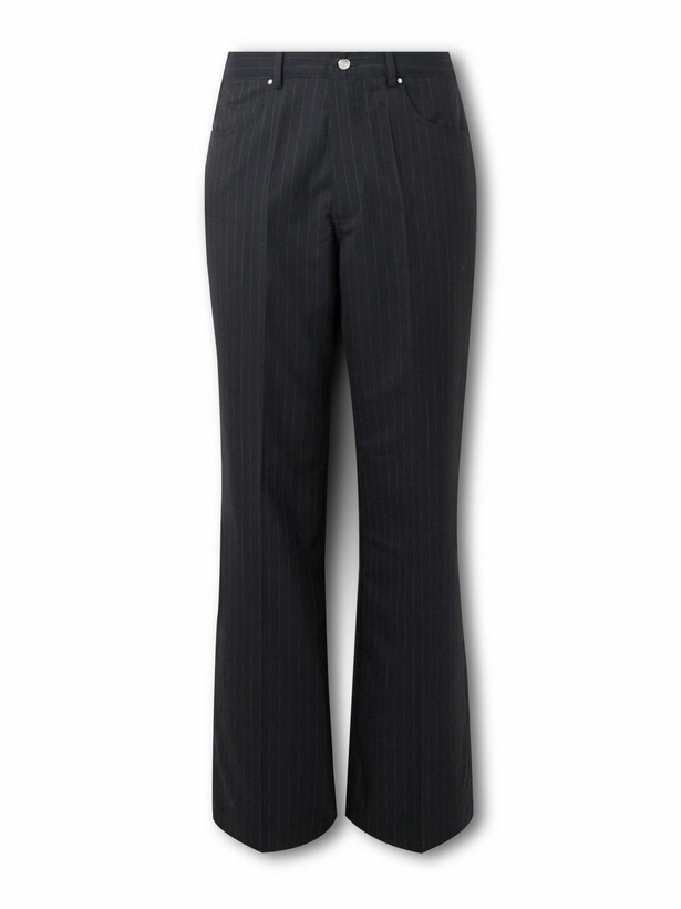 Photo: SECOND / LAYER - Flared Pinstriped Wool Trousers - Black