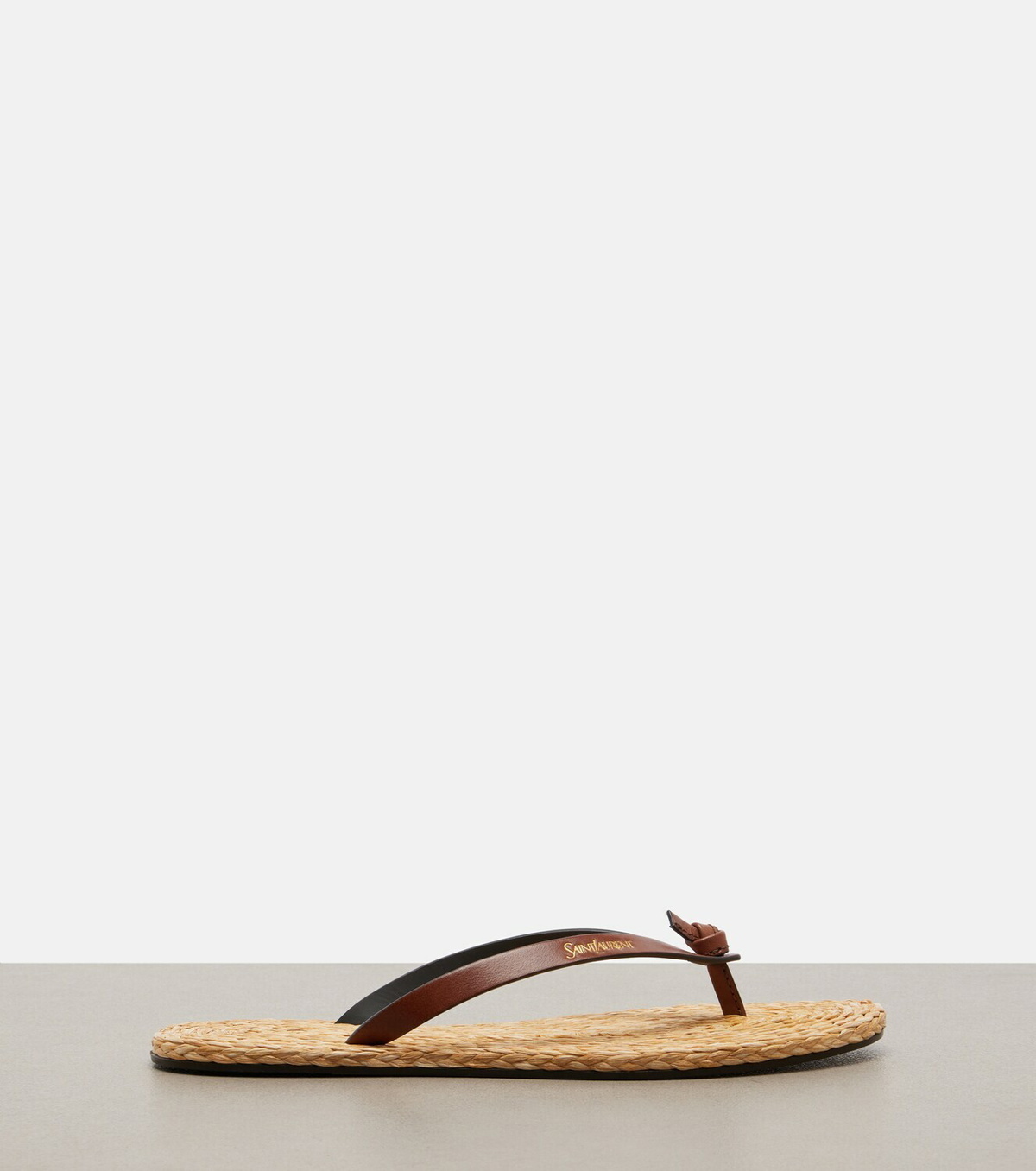 Saint Laurent Pool leather-trimmed thong sandals