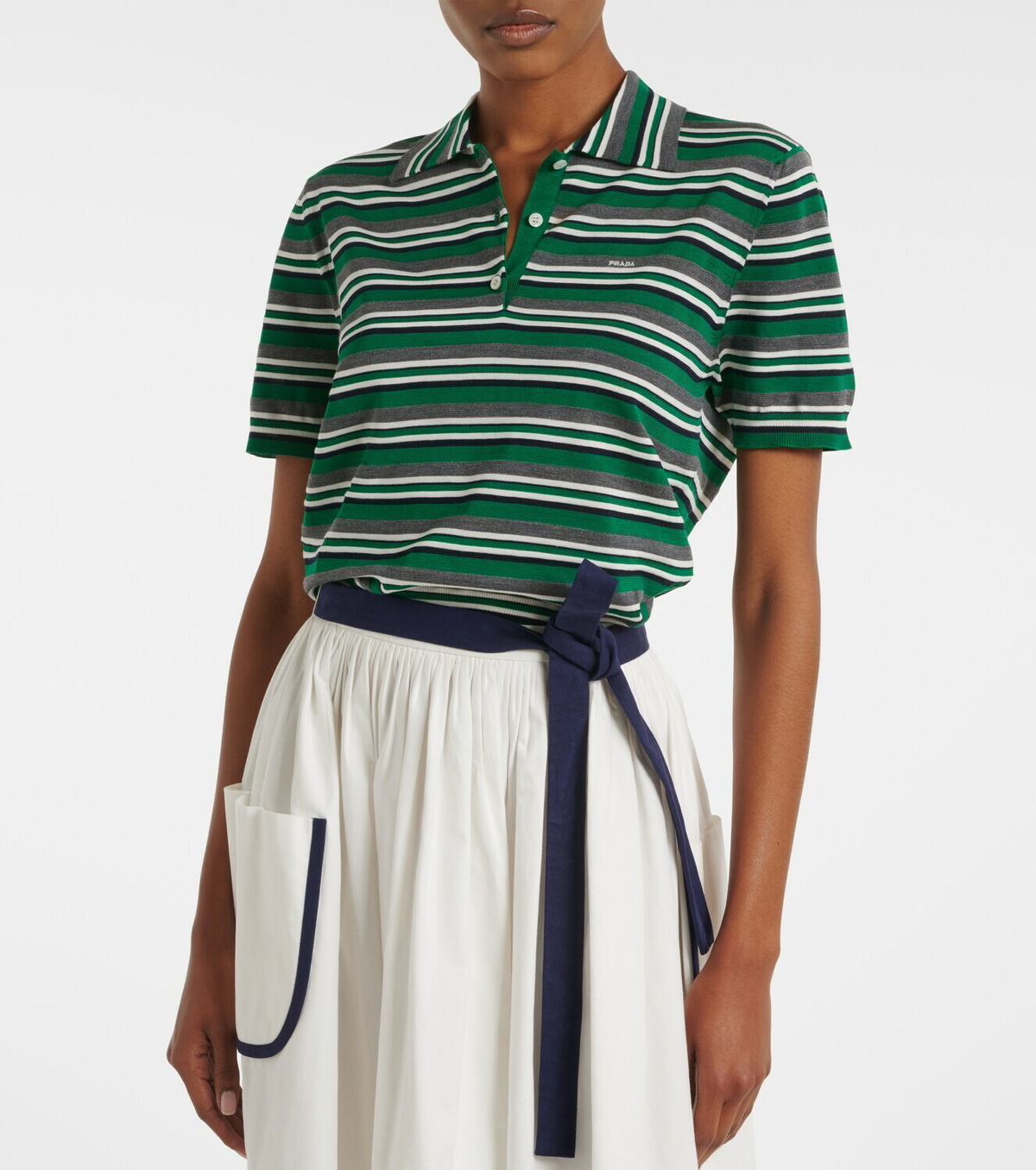 Prada Striped cotton and silk polo shirt
