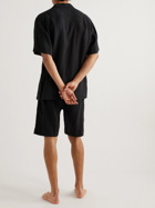 Desmond & Dempsey - Logo-Appliquéd Linen Pyjama Set - Black