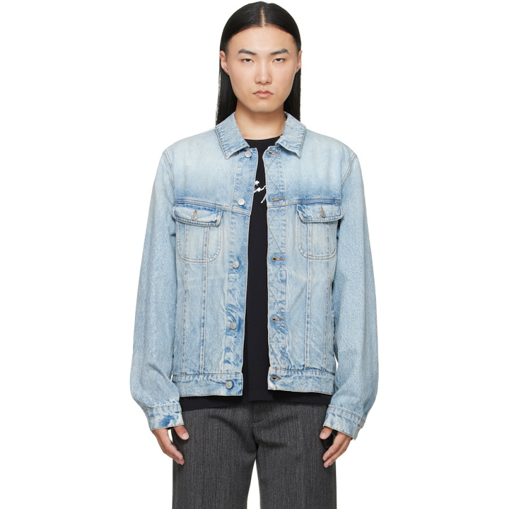 Photo: MM6 Maison Margiela Blue Poplin Trim Denim Jacket