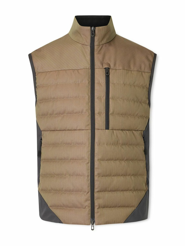 Photo: SEASE - Intrepid Shell-Trimmed Quilted Herringbone Virgin Wool Down Gilet - Brown