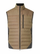 SEASE - Intrepid Shell-Trimmed Quilted Herringbone Virgin Wool Down Gilet - Brown