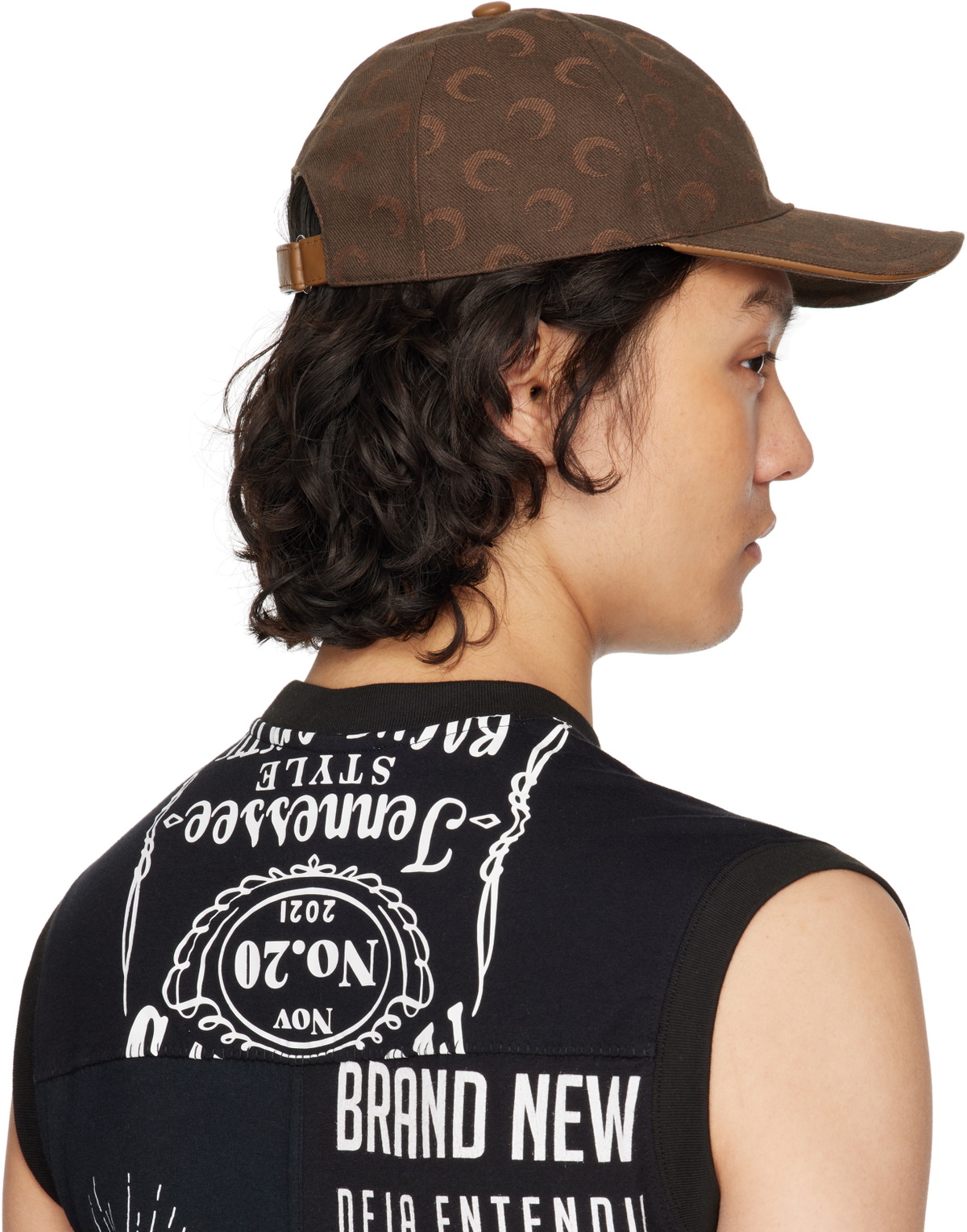 Marine Serre Brown Moon Jacquard Twill Baseball Cap