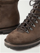 Manolo Blahnik - Caluario Leather-Trimmed Suede Hiking Boots - Brown