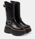 Sacai Leather platform biker boots